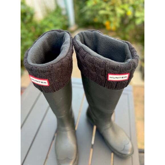 NWOT Hunter Tall Black Cable Knit Cuff Rain Boot Socks SZ M = US Women's SZ 5-7 - Picture 5 of 5